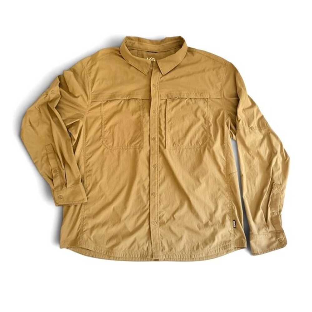 REI Co-op REI Co-op Men's XL Tan Hiking XL Tan Hiking Shirt Long Sleeve Roll Tab